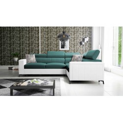 Ecksofa Arco II mit Schlaffunktion - Samt, Mono 238 + Kunstleder - Perfekte Kombination aus Stil und Komfort