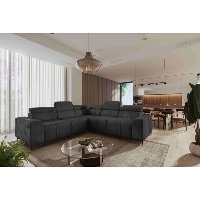 Verona III corner sofa with a sleeping function in Vena 20 velvet fabric – elegance and functionality in one piece of furniture