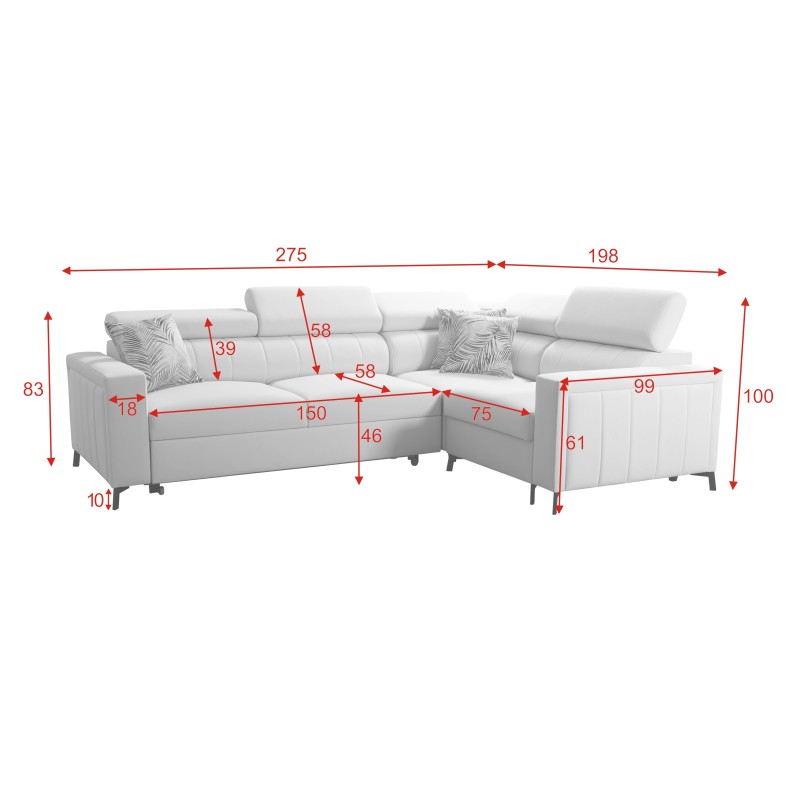 Esquina Arco II con función de dormir - Tejido, Sawana 84 - Una combinación perfecta de estilo y confort Esquina Arco II con función de dormir - Tejido, Sawana 84 - Una combinación perfecta de estilo y confort