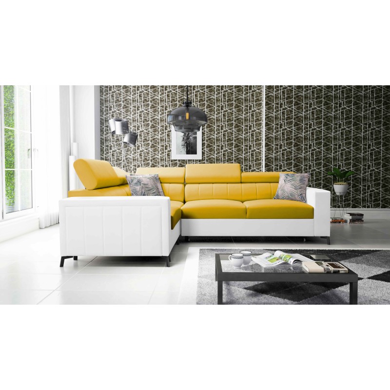 Esquina Arco II con función para dormir - Terciopelo, Mono 236 + Ecocuero - Una combinación perfecta de estilo y confort