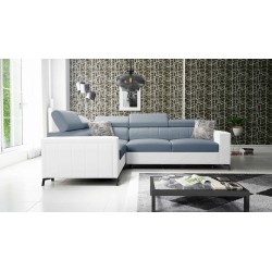 Ecksofa Arco II mit Schlaffunktion - Samt, Mono 239 + Ökoleder - Perfekte Kombination aus Stil und Komfort