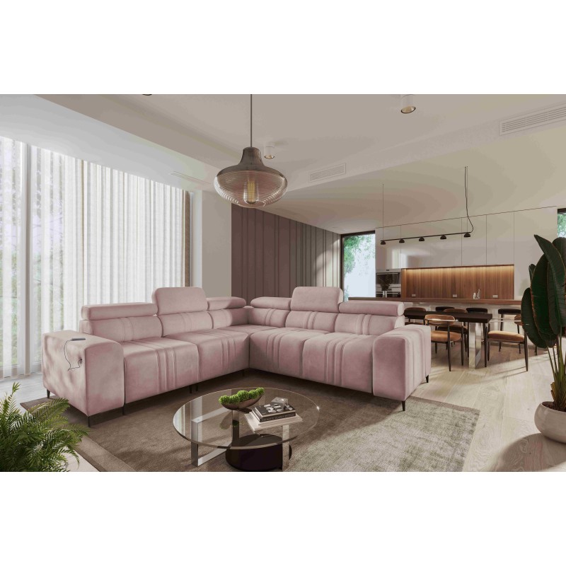 Ecksofa Verona III mit Schlafunktion in Veloursstoff, Vena 10 – Eleganz und Funktionalität in einem Möbelstück Ecksofa Verona III mit Schlafunktion in Veloursstoff, Vena 10 – Eleganz und Funktionalität in einem Möbelstück