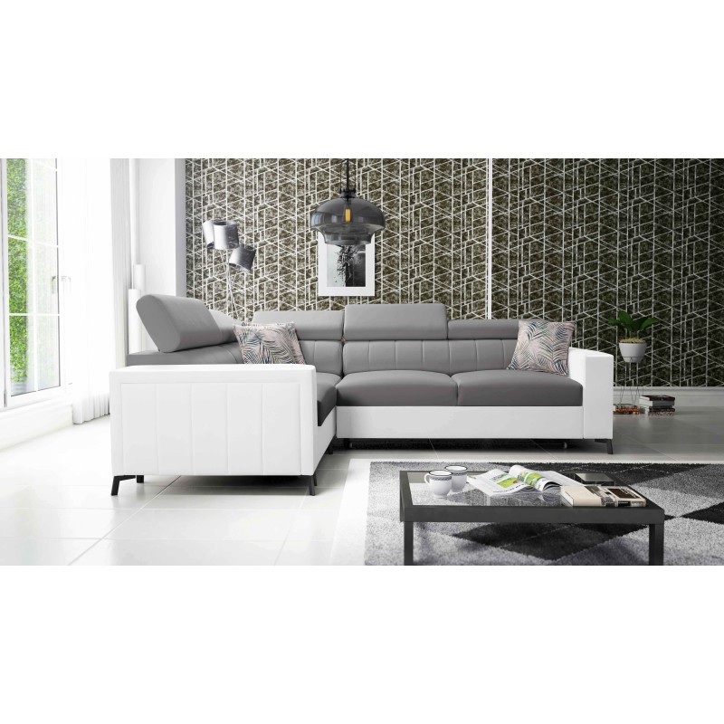 Sofá esquinero Arco II con función de cama - Velvet, Mono 246 + Eco-cuero - Una combinación perfecta de estilo y comodidad