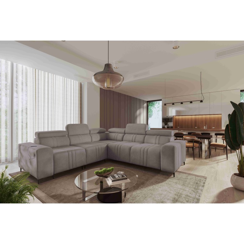 Ecksofa Verona III mit Schlaffunktion in Veloursstoff, Vena 8 – Eleganz und Funktionalität in einem Möbelstück