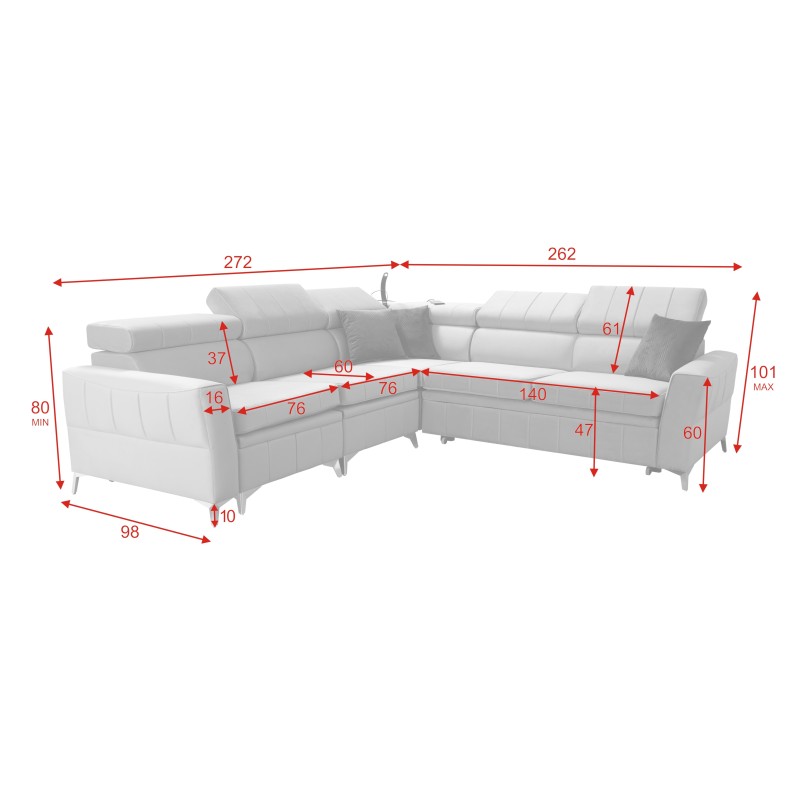 Luxus-Ecksofa Modena IV mit Schlaffunktion – Samt, Amor Samt 4309 Luxus-Ecksofa Modena IV mit Schlaffunktion – Samt, Amor Samt 4309