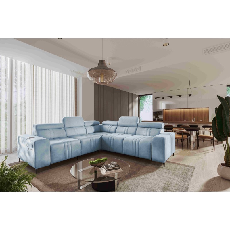 Ecksofa Verona III mit Schlaffunktion in Velourstoff, Vena 6 – Eleganz und Funktionalität in einem Möbelstück
