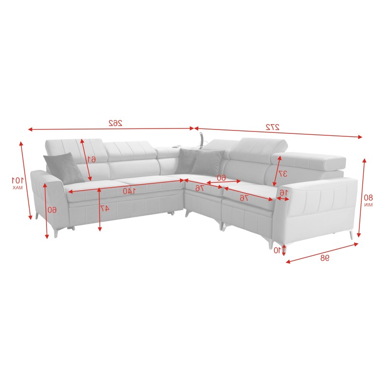Luxury Corner Sofa Modena IV with Sleeping Function – Velvet, Amor Velvet 4312 Luxury Corner Sofa Modena IV with Sleeping Function – Velvet, Amor Velvet 4312
