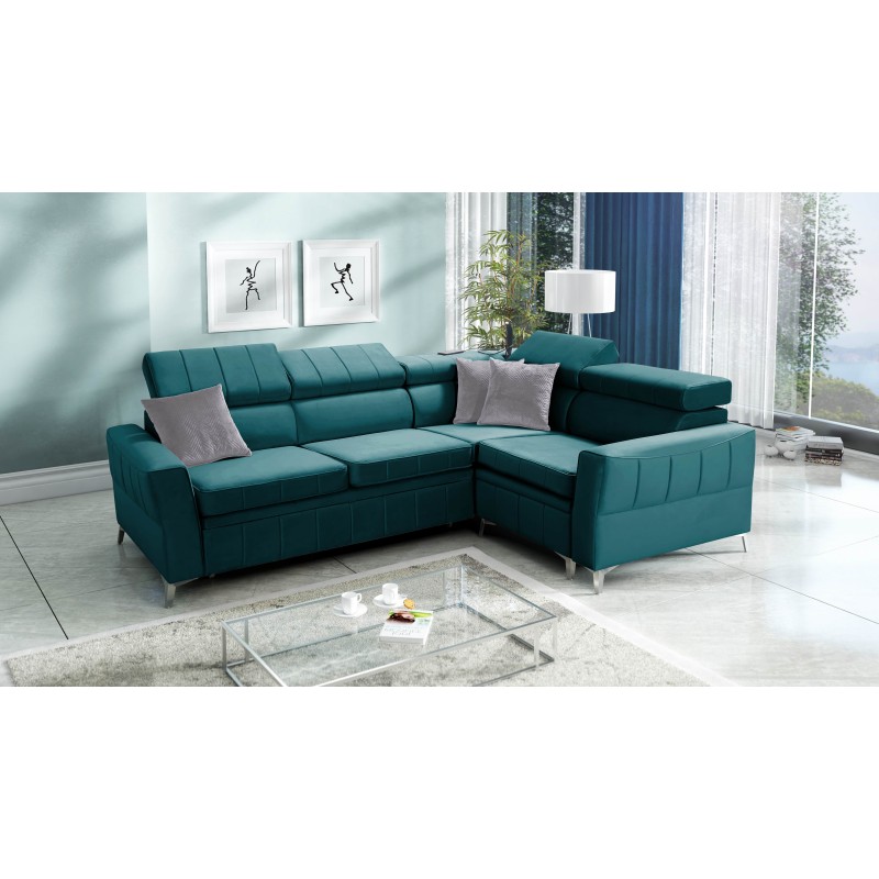 Ecksofa Modena II mit Schlaffunktion in Samtstoff, Amor Velvet 4312 | Perfekte Kombination aus Stil und Funktionalität