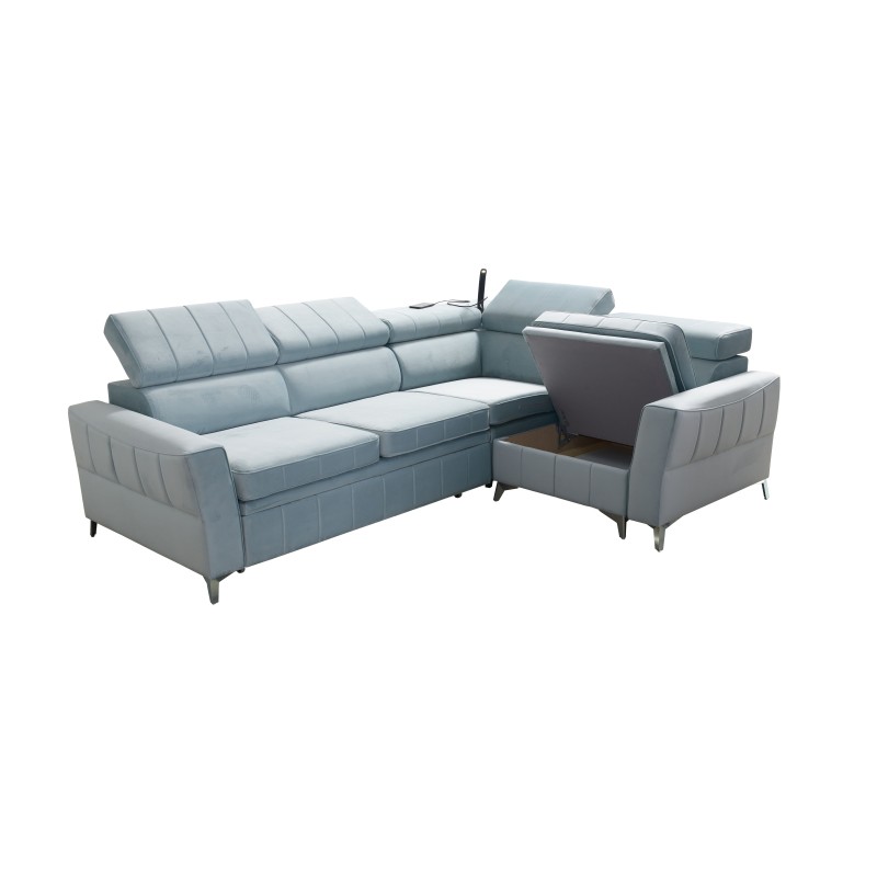 Narożnik Modena II z funkcją spania w tkaninie Velvet, Amor velvet 4303 | Idealne połączenie stylu i funkcjonalności Narożnik Modena II z funkcją spania w tkaninie Velvet, Amor velvet 4303 | Idealne połączenie stylu i funkcjonalności