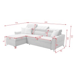 Modena I Corner Sofa with Sleeping Function - Velvet, Amor Velvet 4308 | Your Place of Comfort Modena I Corner Sofa with Sleeping Function - Velvet, Amor Velvet 4308 | Your Place of Comfort
