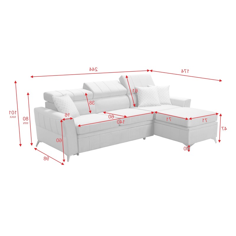 Modena I Corner Sofa with Sleeping Function - Velvet, Amor Velvet 4318 | Your Comfort Zone Modena I Corner Sofa with Sleeping Function - Velvet, Amor Velvet 4318 | Your Comfort Zone