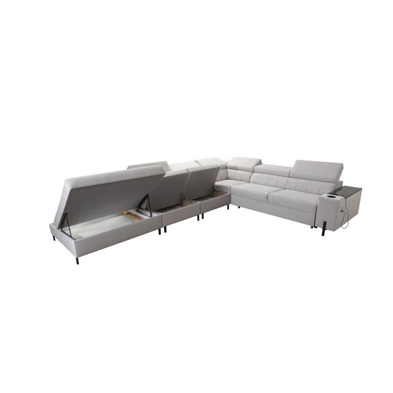 Zetta IX Corner Sofa with Sleeping Function and Bar - Velvet, Jaguar 2162 | Luxurious and Functional Furniture Zetta IX Corner Sofa with Sleeping Function and Bar - Velvet, Jaguar 2162 | Luxurious and Functional Furniture