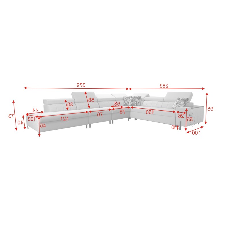 Zetta IX Corner Sofa with Sleeping Function and Bar - Velvet, Jaguar 2162 | Luxurious and Functional Furniture Zetta IX Corner Sofa with Sleeping Function and Bar - Velvet, Jaguar 2162 | Luxurious and Functional Furniture