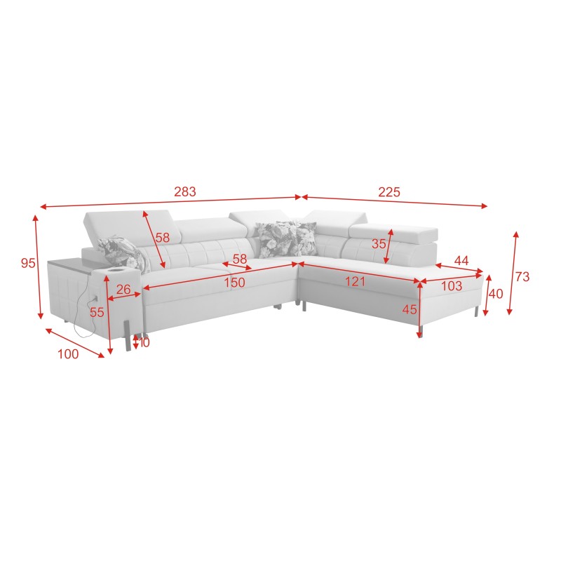 Zetta III Ecksofa mit Schlaffunktion und USB-Anschluss - Samt, Jaguar 2167 Zetta III Ecksofa mit Schlaffunktion und USB-Anschluss - Samt, Jaguar 2167