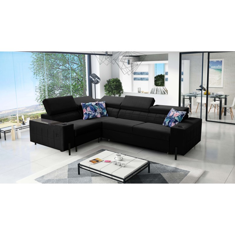 Ecksofa Zetta II mit Schlaffunktion, Bar, Bettkasten und USB-Anschluss - Velvet, Jaguar 2183