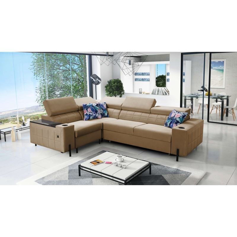 Ecksofa Zetta II mit Schlaffunktion, Bar, Bettkasten und USB-Anschluss - Velvet, Jaguar 2176