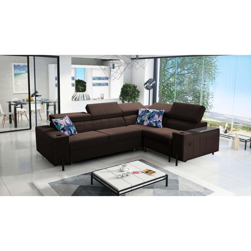 Ecksofa Zetta II mit Schlaffunktion, Bar, Bettkasten und USB-Anschluss - Velvet, Jaguar 2180