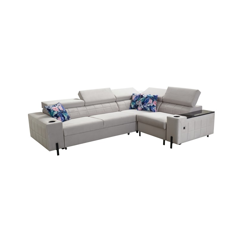 Sofá esquinero Zetta II con función de cama, bar, contenedor para ropa de cama y puerto USB - Velvet, Jaguar 2176 Sofá esquinero Zetta II con función de cama, bar, contenedor para ropa de cama y puerto USB - Velvet, Jaguar 2176