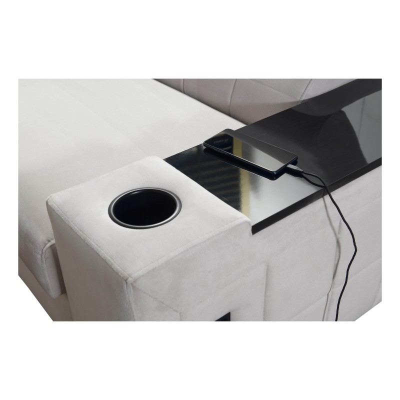 Narożnik Zetta II z funkcją spania, barem, pojemnikem na pościel i portem usb - Velvet, Jaguar 2176 Narożnik Zetta II z funkcją spania, barem, pojemnikem na pościel i portem usb - Velvet, Jaguar 2176