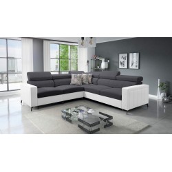 Ecksofa Arco IV mit Schlaffunktion, Stoffgeflecht, Sawana 96 + Kunstleder - Eleganz und Funktionalität