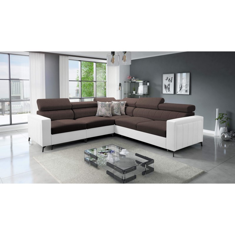 Ecksofa Arco IV mit Schlaffunktion, Stoff Plecionka, Sawana 26 + Kunstleder - Eleganz und Funktionalität Ecksofa Arco IV mit Schlaffunktion, Stoff Plecionka, Sawana 26 + Kunstleder - Eleganz und Funktionalität