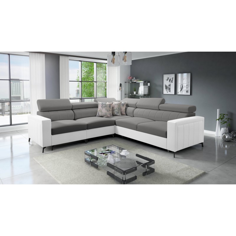 Narożnik Arco IV z funkcją spania, tkanina Velvet, Mono 246 + Ecoskóra - elegancja i funkcjonalność Narożnik Arco IV z funkcją spania, tkanina Velvet, Mono 246 + Ecoskóra - elegancja i funkcjonalność