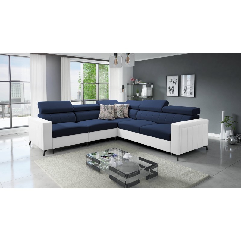 Arco IV corner sofa with sleeping function, Velvet fabric, Mono 241 + Eco-leather - elegance and functionality