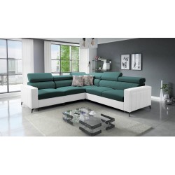 Ecksofa Arco IV mit Schlaffunktion, Samtstoff, Mono 238 + Kunstleder - Eleganz und Funktionalität