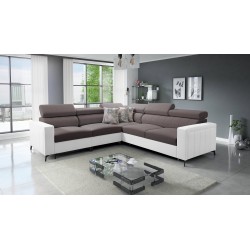 Narożnik Arco IV z funkcją spania, tkanina Velvet, Mono 234 + Ecoskóra - elegancja i funkcjonalność
