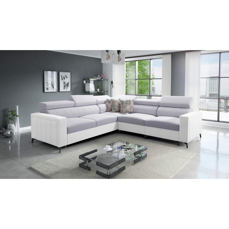 Ecksofa Arco IV mit Schlaffunktion, Stoffgeflecht, Sawana 84 + Kunstleder - Eleganz und Funktionalität Ecksofa Arco IV mit Schlaffunktion, Stoffgeflecht, Sawana 84 + Kunstleder - Eleganz und Funktionalität