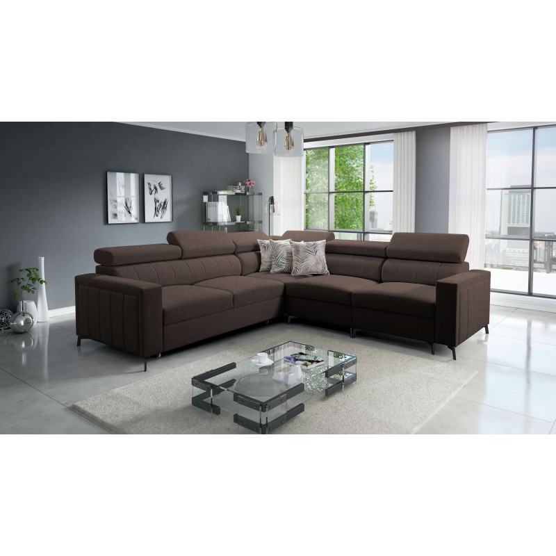 Arco IV Corner Sofa with Sleeping Function, Fabric Weave, Sawana 26 - Elegance and Functionality