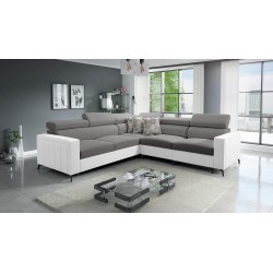 Narożnik Arco IV z funkcją spania, tkanina Velvet, Mono 246 + Ecoskóra - elegancja i funkcjonalność