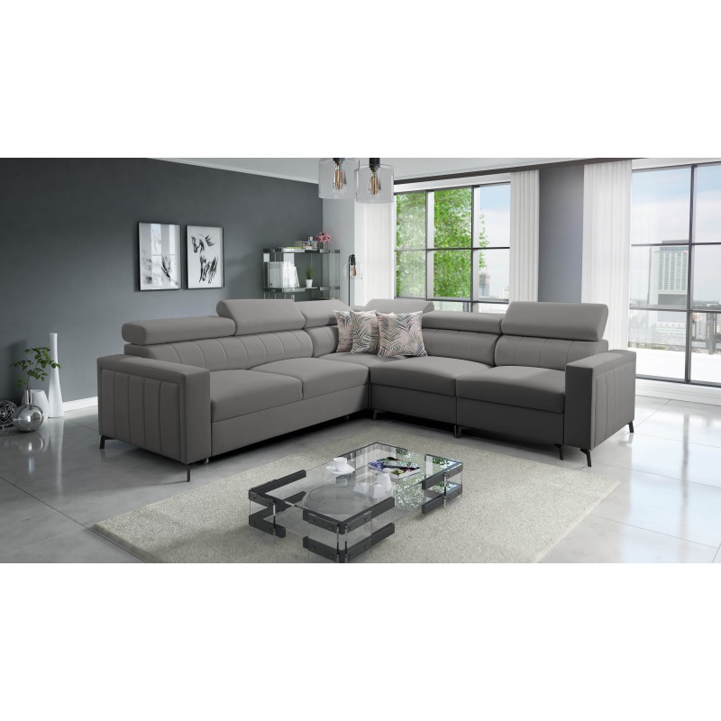 Arco IV corner sofa with sleeping function, Velvet fabric, Mono 246 - elegance and functionality