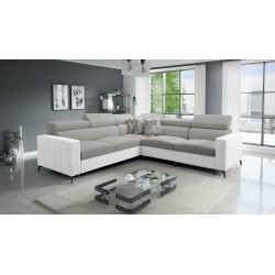 Narożnik Arco IV z funkcją spania, tkanina Velvet, Mono 244 + Ecoskóra - elegancja i funkcjonalność