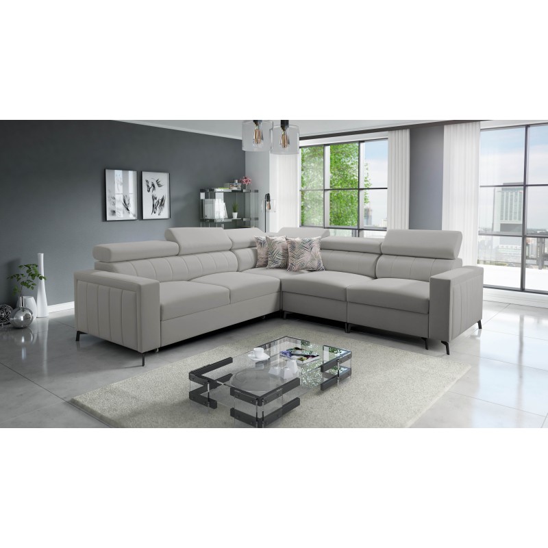 Arco IV corner sofa with sleeping function, Velvet fabric, Mono 244 - elegance and functionality