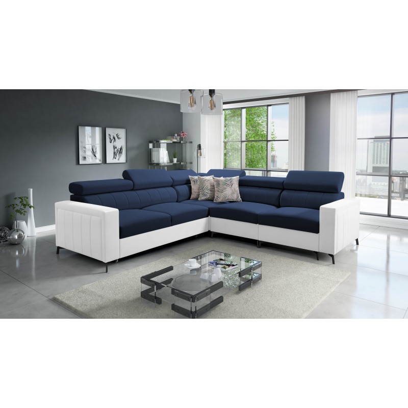 Arco IV corner sofa with sleeping function, Velvet fabric, Mono 241 + Eco-leather - elegance and functionality