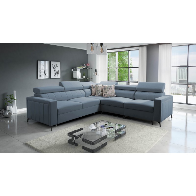 Arco IV Corner Sofa with Sleeping Function, Velvet Fabric, Mono 239 - Elegance and Functionality