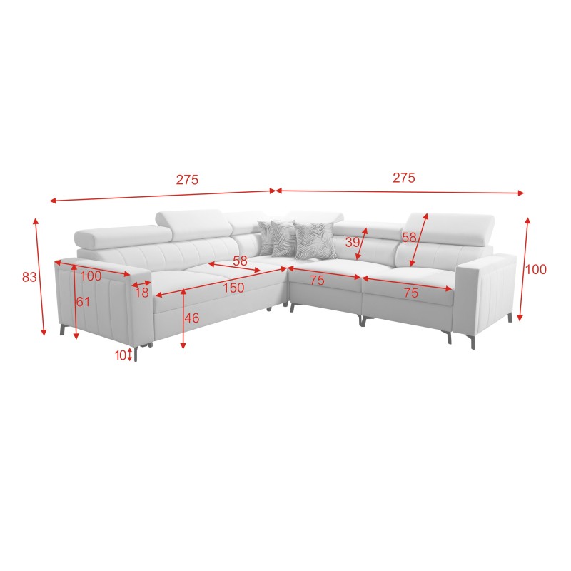 Ecksofa Arco IV mit Schlaffunktion, Stoff Velvet, Mono 236 + Kunstleder - Eleganz und Funktionalität Ecksofa Arco IV mit Schlaffunktion, Stoff Velvet, Mono 236 + Kunstleder - Eleganz und Funktionalität