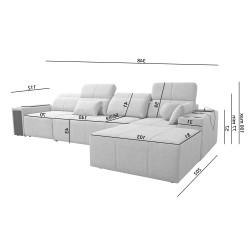 Elegantes Ecksofa Milano XII mit Schlaffunktion - Stoff Flechtwerk, Verita 88