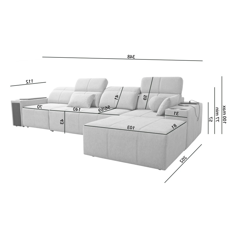 Elegantes Ecksofa Milano XII mit Schlaffunktion - Gewebter Stoff, Verita 80 Elegantes Ecksofa Milano XII mit Schlaffunktion - Gewebter Stoff, Verita 80