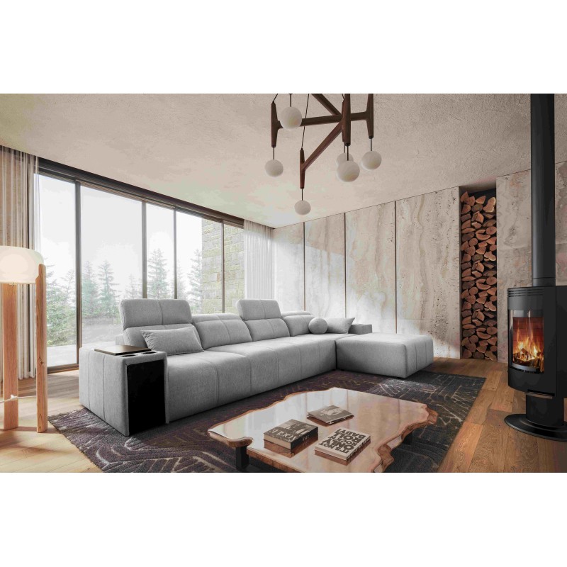 Elegant Milano XII Corner Sofa with Sleeping Function - Woven Fabric, Verita 80
