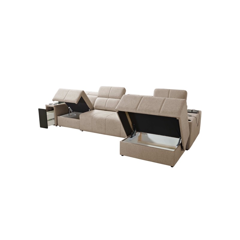Elegant Corner Sofa Milano XII with Sleeping Function - Woven Fabric, Verita 76 Elegant Corner Sofa Milano XII with Sleeping Function - Woven Fabric, Verita 76