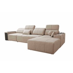 Elegant Corner Sofa Milano XII with Sleeping Function - Woven Fabric, Verita 76
