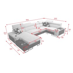 Narożnik w kształcie U Prestige IV maxi z funkcją spania i portem usb | Miękka w dotyku, Freya 210.24 + Tauro 8207 Narożnik w kształcie U Prestige IV maxi z funkcją spania i portem usb | Miękka w dotyku, Freya 210.24 + Tauro 8207