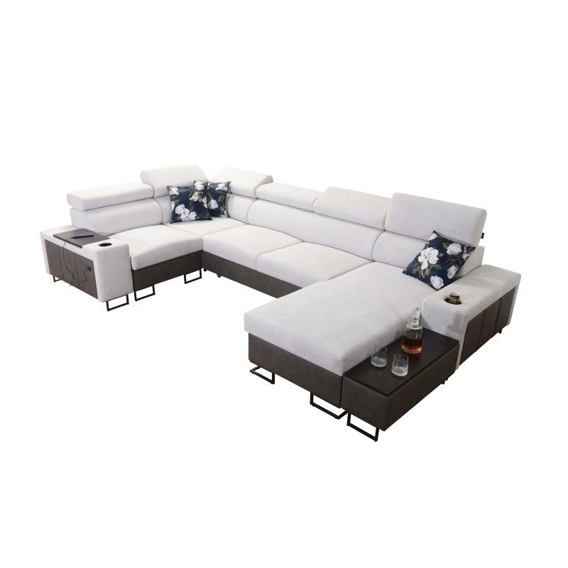 U-shaped corner sofa Prestige IV maxi with a sleeping function and USB port | Soft to the touch, Freya 210.11 + Tauro 8207 U-shaped corner sofa Prestige IV maxi with a sleeping function and USB port | Soft to the touch, Freya 210.11 + Tauro 8207