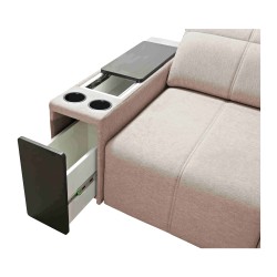 Elegant Corner Sofa Milano XII with Sleeping Function - Woven Fabric, Verita 39