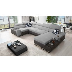 U-förmiges Ecksofa Prestige IV maxi mit Schlaffunktion und USB-Anschluss | Weich im Griff, Freya 210.20 + Tauro 8207