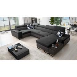 U-förmige Ecksofa Prestige IV Maxi mit Schlaffunktion und USB-Anschluss | Weich im Griff, Freya 210.24 + Tauro 8207