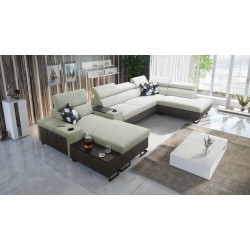 U-förmiges Ecksofa Prestige V mit Schlaffunktion und USB-Anschluss | Möbel von hoher Qualität