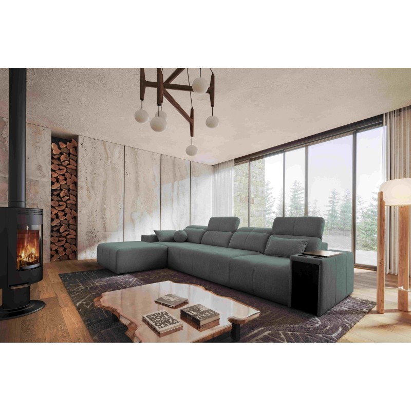 Elegantes Ecksofa Milano XII mit Schlaffunktion - Stoff Flechtwerk, Verita 88 Elegantes Ecksofa Milano XII mit Schlaffunktion - Stoff Flechtwerk, Verita 88